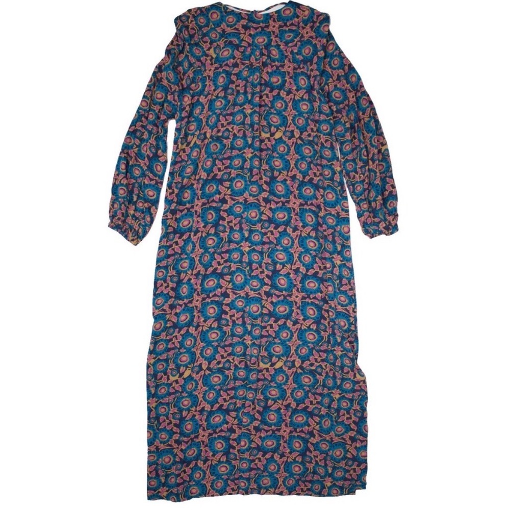 Natural Life Blue Purple Tan Floral Maxi Dress 100% Rayon Boho women - Picture 3 of 9